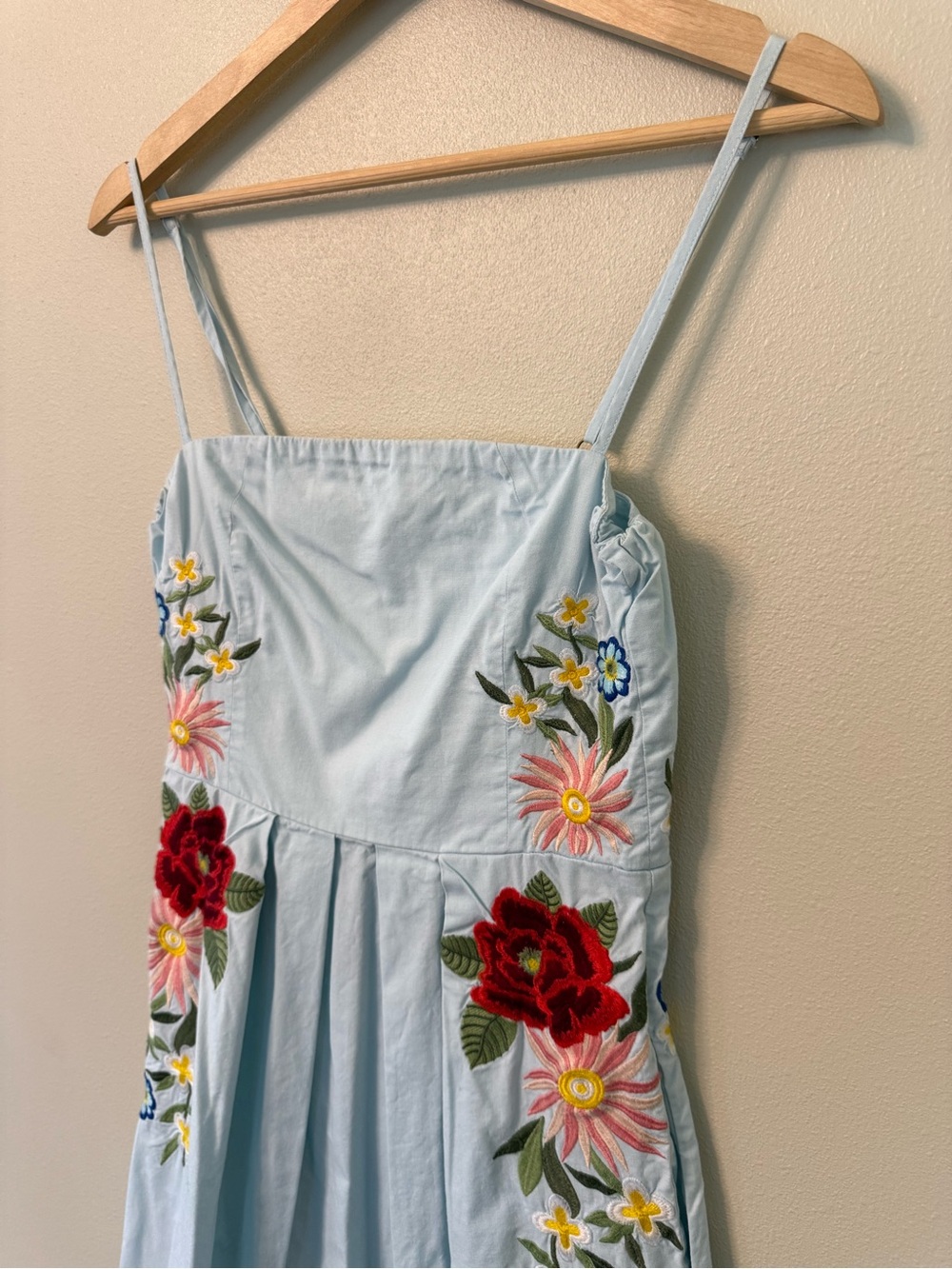 Fanm Mon Sadine Embroidered Midi Dress Light Blue Floral Cotton xs - Picture 5 of 11